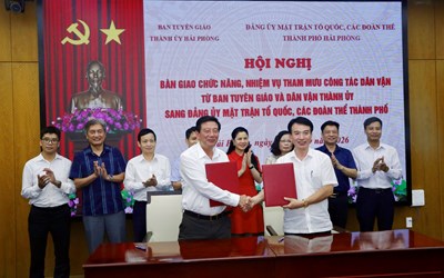 Bàn giao chức năng, nhiệm vụ tham mưu công tác dân vận về Đảng ủy MTTQ, các đoàn thể thành phố